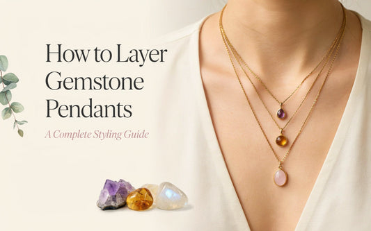 How to layer gemstone pendants: layered gold necklaces with amethyst, citrine and rose quartz pendants