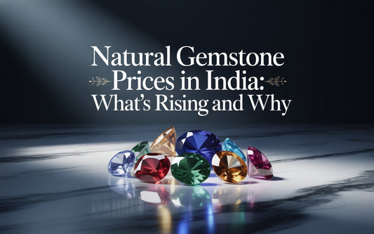 Natural gemstone prices in India 2025 — ruby, emerald, blue sapphire, yellow sapphire and other astrological stones displayed together