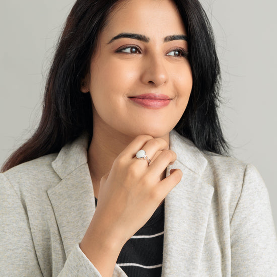 Elegant Opal (Doodhiya) Ring in 925 Silver – #1220B - Myra