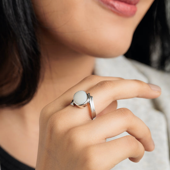 Radiant Opal (Doodhiya) Gemstone Ring in 925 Silver – #1103B F - Myra