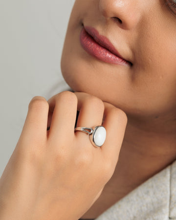Authentic Opal (Doodhiya) Ring in 925 Silver – #1148B - Myra