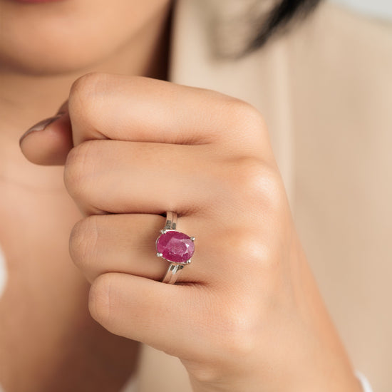 Vibrant Ruby (Manik) Ring in 925 Sterling Silver - #1153N4 - Myra