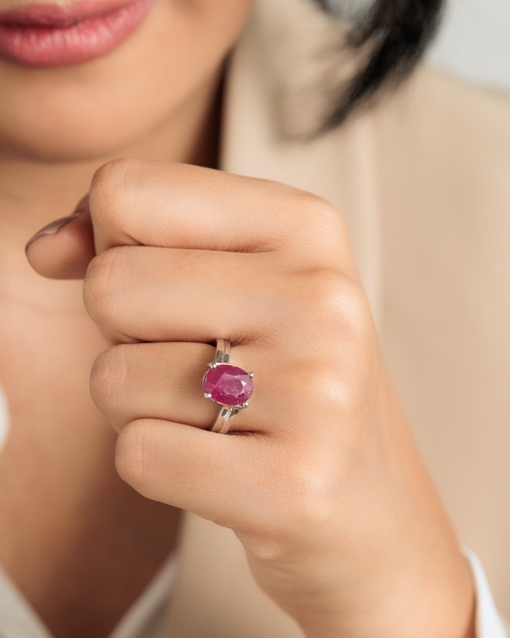 Vibrant Ruby (Manik) Ring in 925 Sterling Silver - #1153N4 - Myra