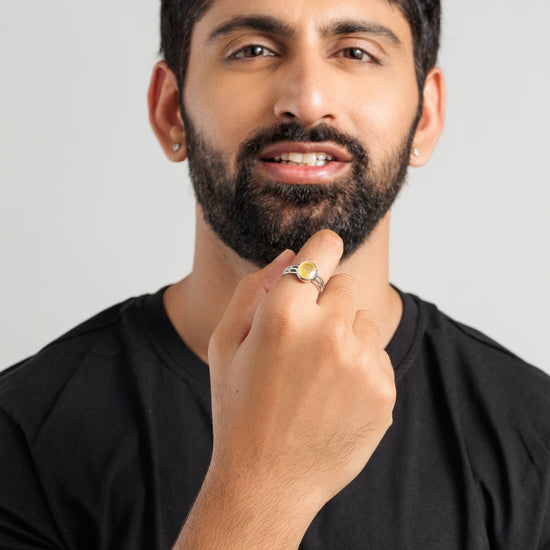 Genuine Yellow Sapphire (Pukhraj) Ring in 925 Silver – #1142B - Myra