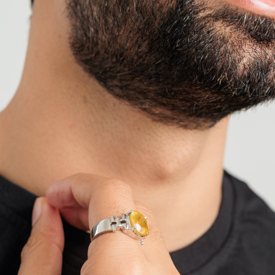 Radiant Yellow Sapphire (Pukhraj) Ring in 925 Silver – #1199N4 - Myra