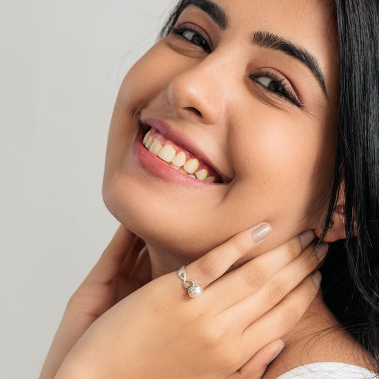 Radiant Pearl (Moti) Ring in 925 Silver - #1220 R - Myra