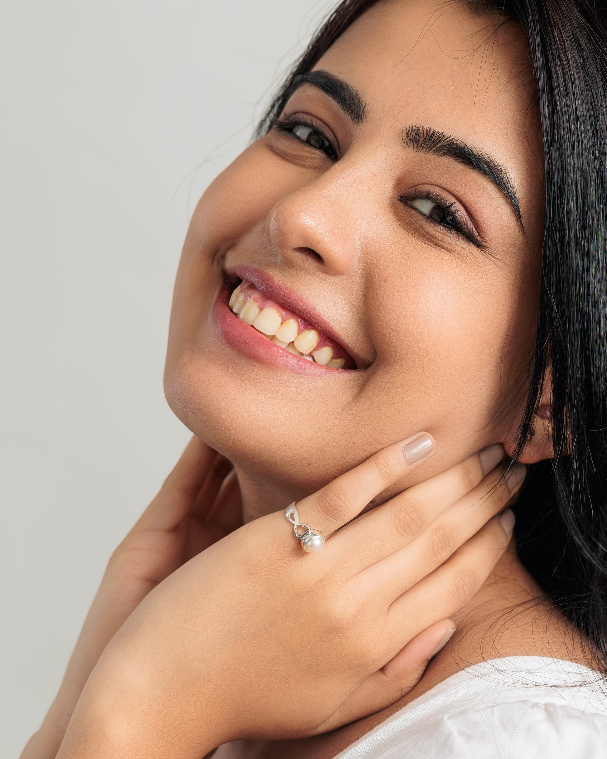 Radiant Pearl (Moti) Ring in 925 Silver - #1220 R - Myra