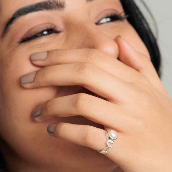 Radiant Pearl (Moti) Ring in 925 Silver - #1220 R - Myra