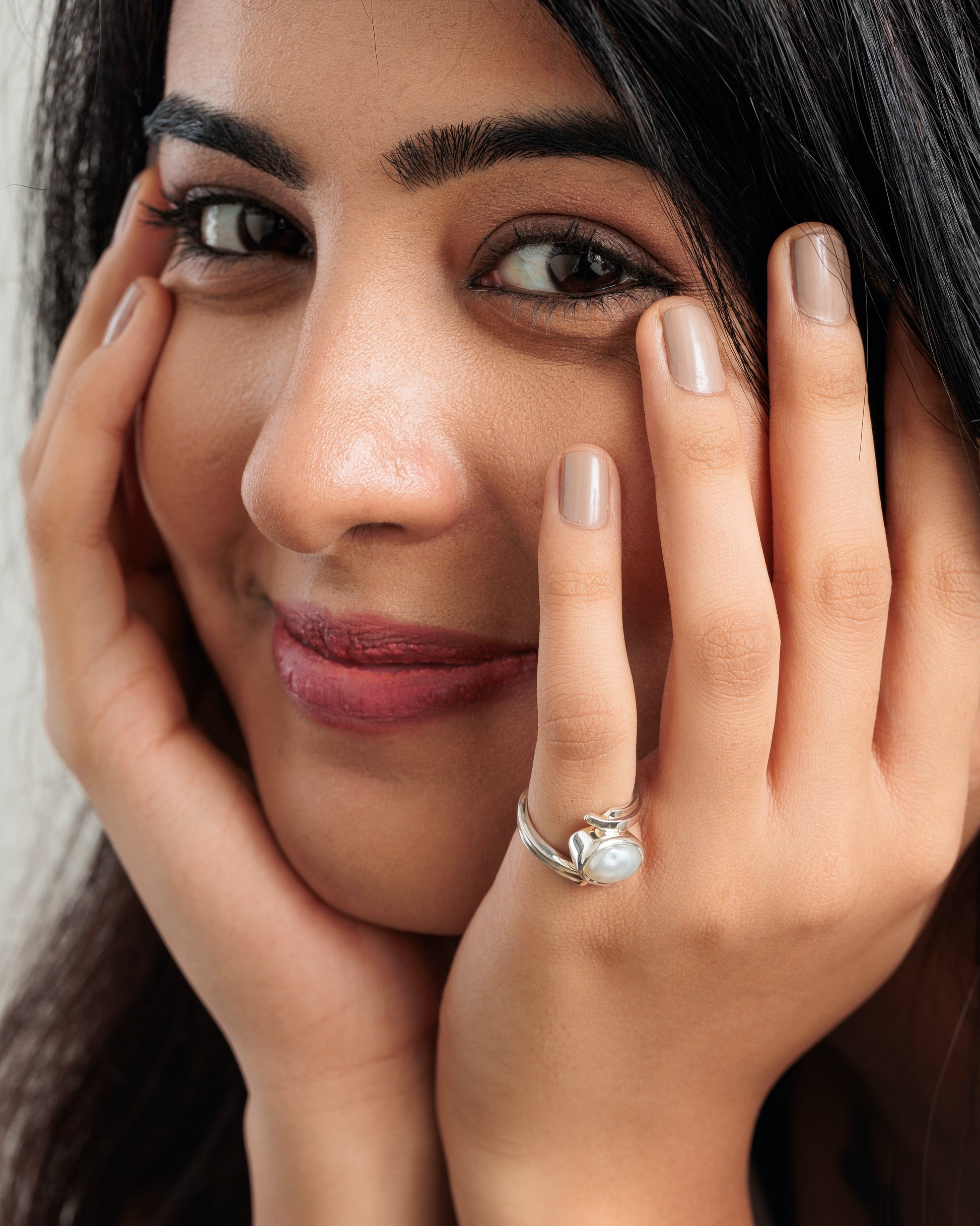 Natural Pearl (Moti) Ring in 925 Silver - #1103 U - Myra