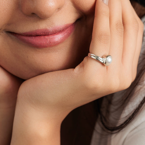 Classic Pearl (Moti) Ring in 925 Sterling Silver - #1153 R - Myra