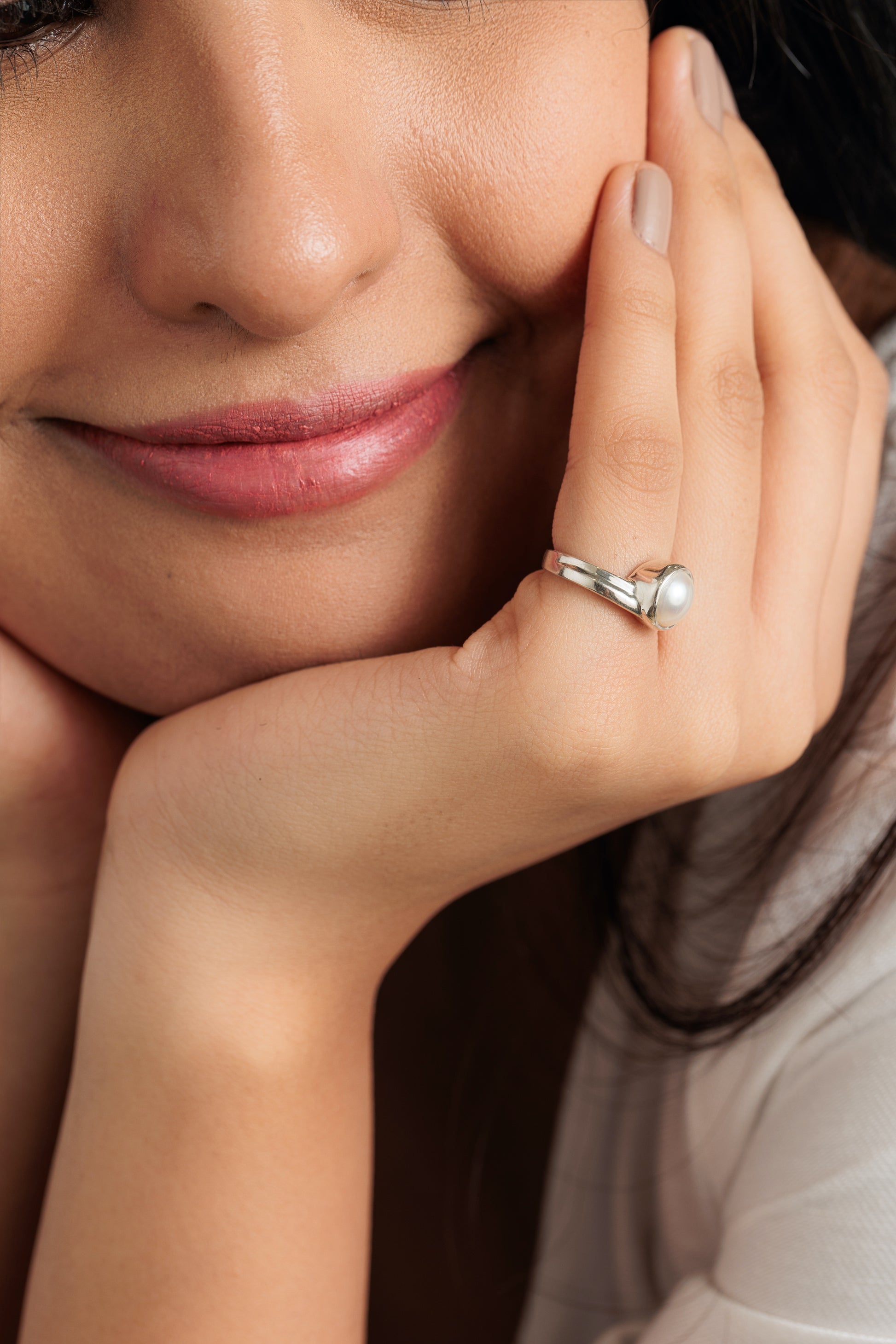 Classic Pearl (Moti) Ring in 925 Sterling Silver - #1153 R - Myra