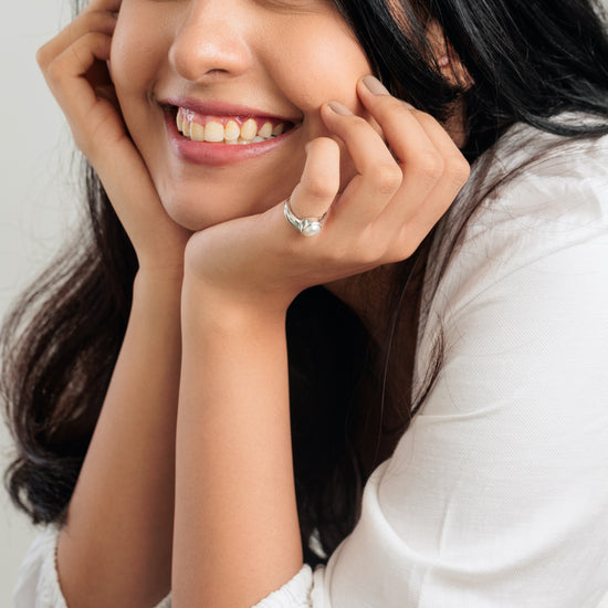 Classic Pearl (Moti) Ring in 925 Sterling Silver - #1153 R - Myra