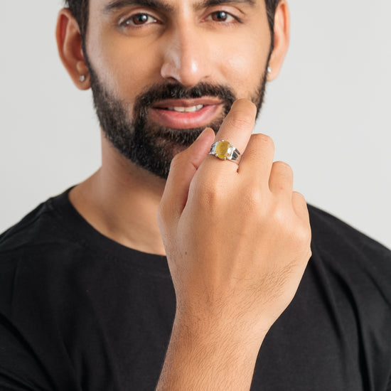 Glory Yellow Sapphire (Pukhraj) Ring in 925 Silver – #1111N8 - Myra