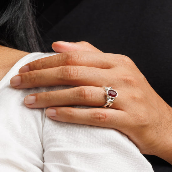 Classic Ruby (Manik) Ring in 925 Silver - #1210B - Myra