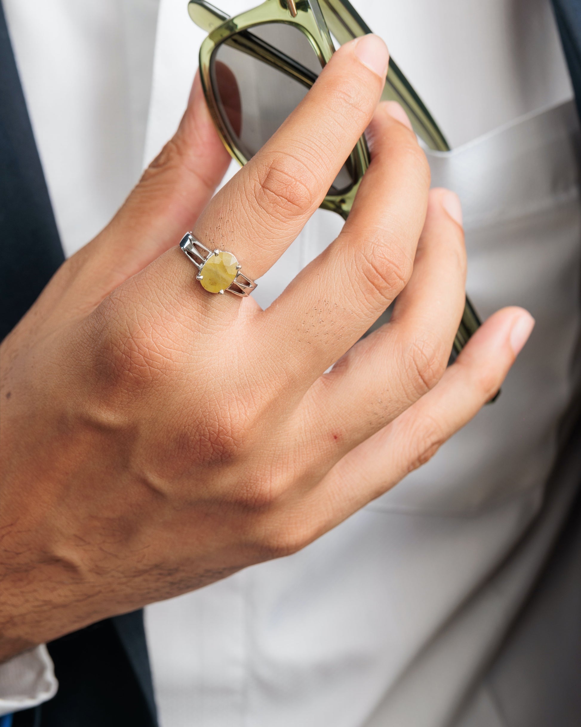 Authentic Yellow Sapphire (Pukhraj) Ring in 925 Silver - #1242N4 - Myra