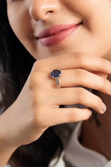 Vintage Blue Sapphire (Neelam) Ring in Sterling Silver – #1139N4 - Myra