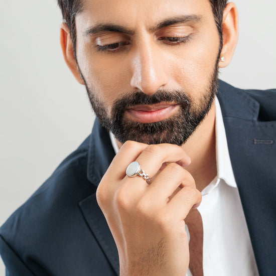 Natural Opal (Doodhiya) Ring in 925 Silver – #1245B - Myra