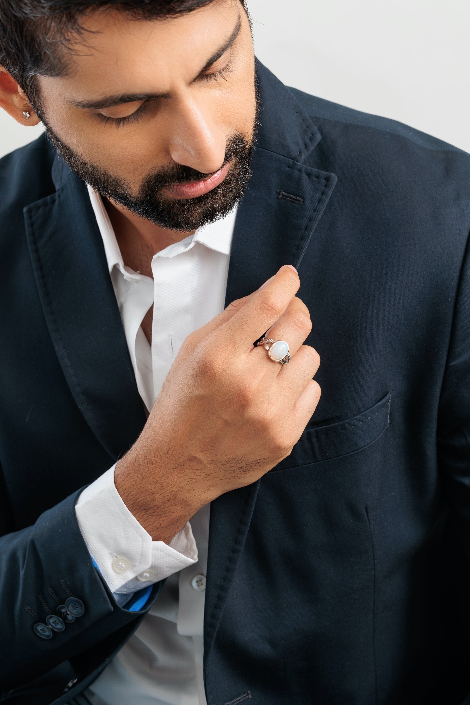 Minimalist Opal (Doodhiya) Ring in Sterling Silver – #1104B - Myra