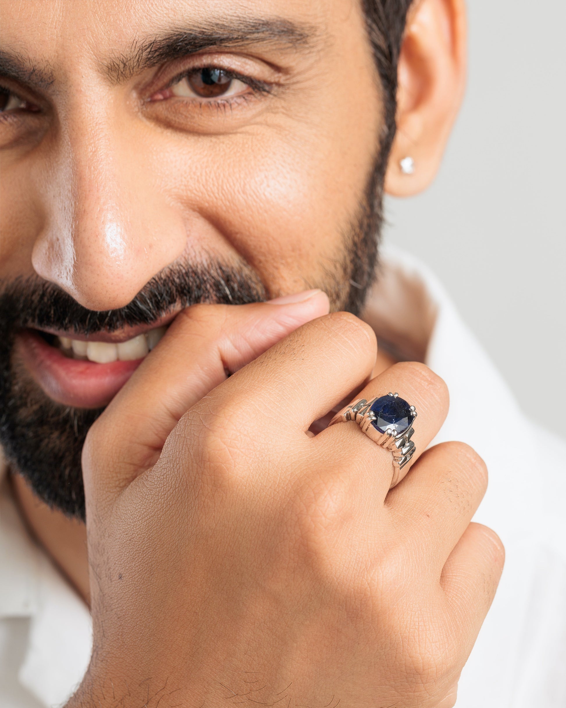 Royal Blue Sapphire (Neelam) Ring in 925 Silver – #1199N8 - Myra