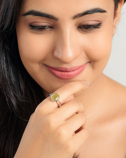 Radiant Yellow Sapphire (Pukhraj) Ring in Sterling Silver – #1112B - Myra