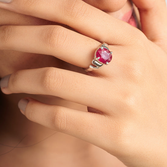 Ruby stone ring for ladies