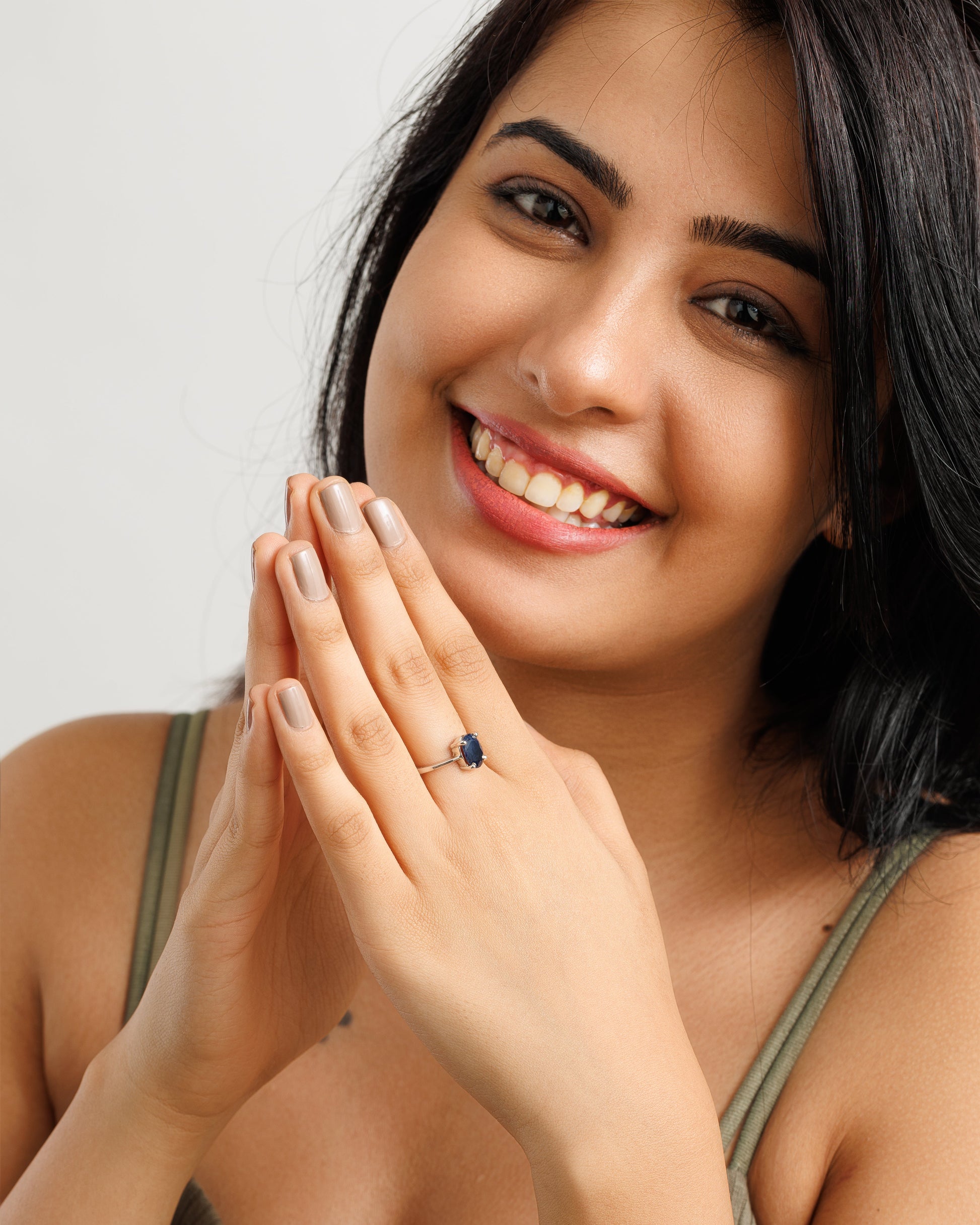 Radiant Blue Sapphire (Neelam) Ring in 925 Silver – #1218N4 - Myra