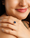 Radiant Blue Sapphire (Neelam) Ring in 925 Silver – #1218N4 - Myra