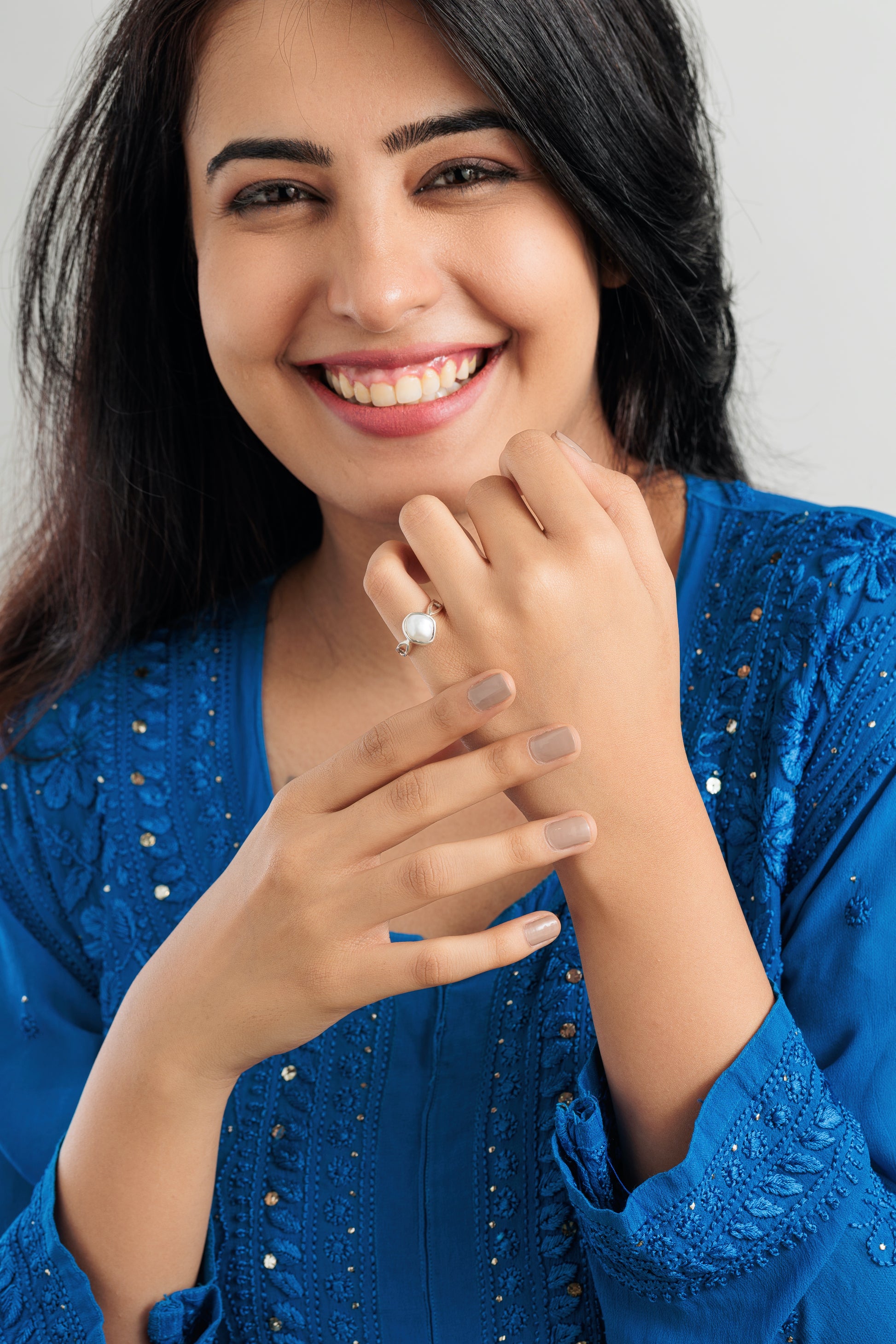 Genuine Pearl (Moti) Ring in 925 Sterling Silver - #1102 U - Myra