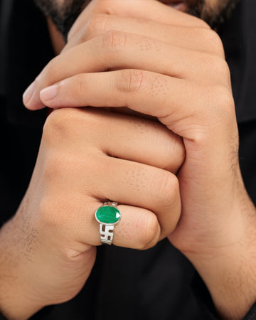 Genuine and Original Emerald Panna Ring Online Silver from Myra Gems 