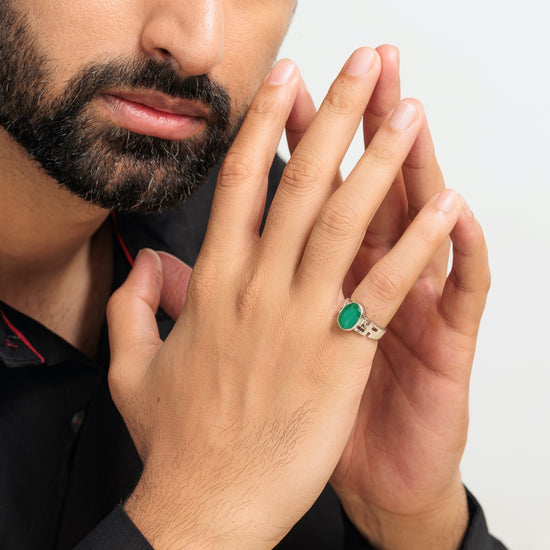 Genuine Emerald (Panna) Ring in 925 Silver – #1283B - Myra