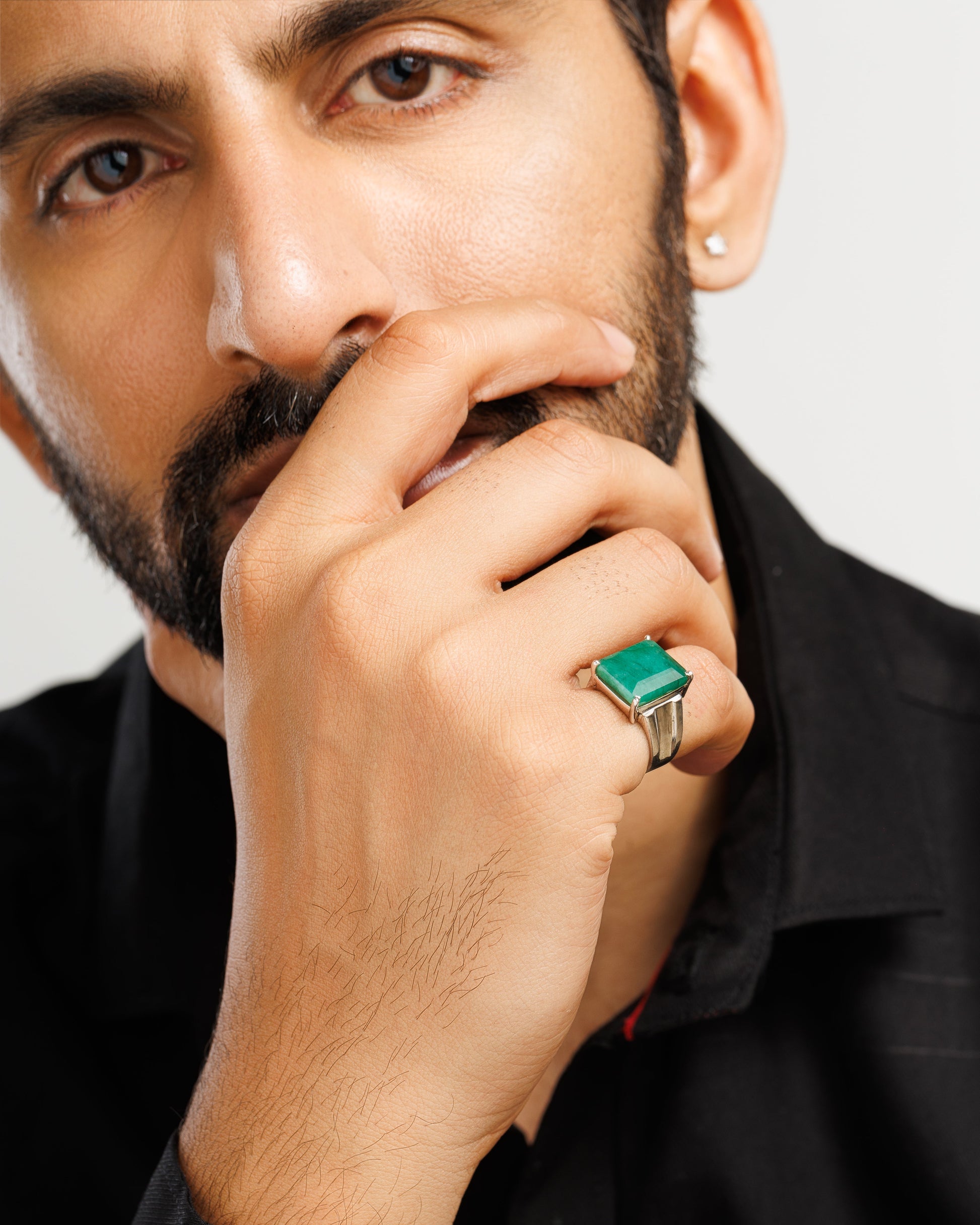 Radiant Emerald (Panna) Ring in 925 Silver – #1111N4 Sq - Myra