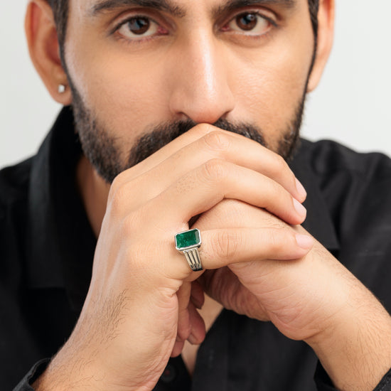 Vintage Emerald (Panna) Ring in 925 Silver â€“ #1228B Sq - Myra