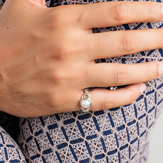 Vintage Pearl (Moti) Ring in 925 Sterling Silver - #1104 U - Myra