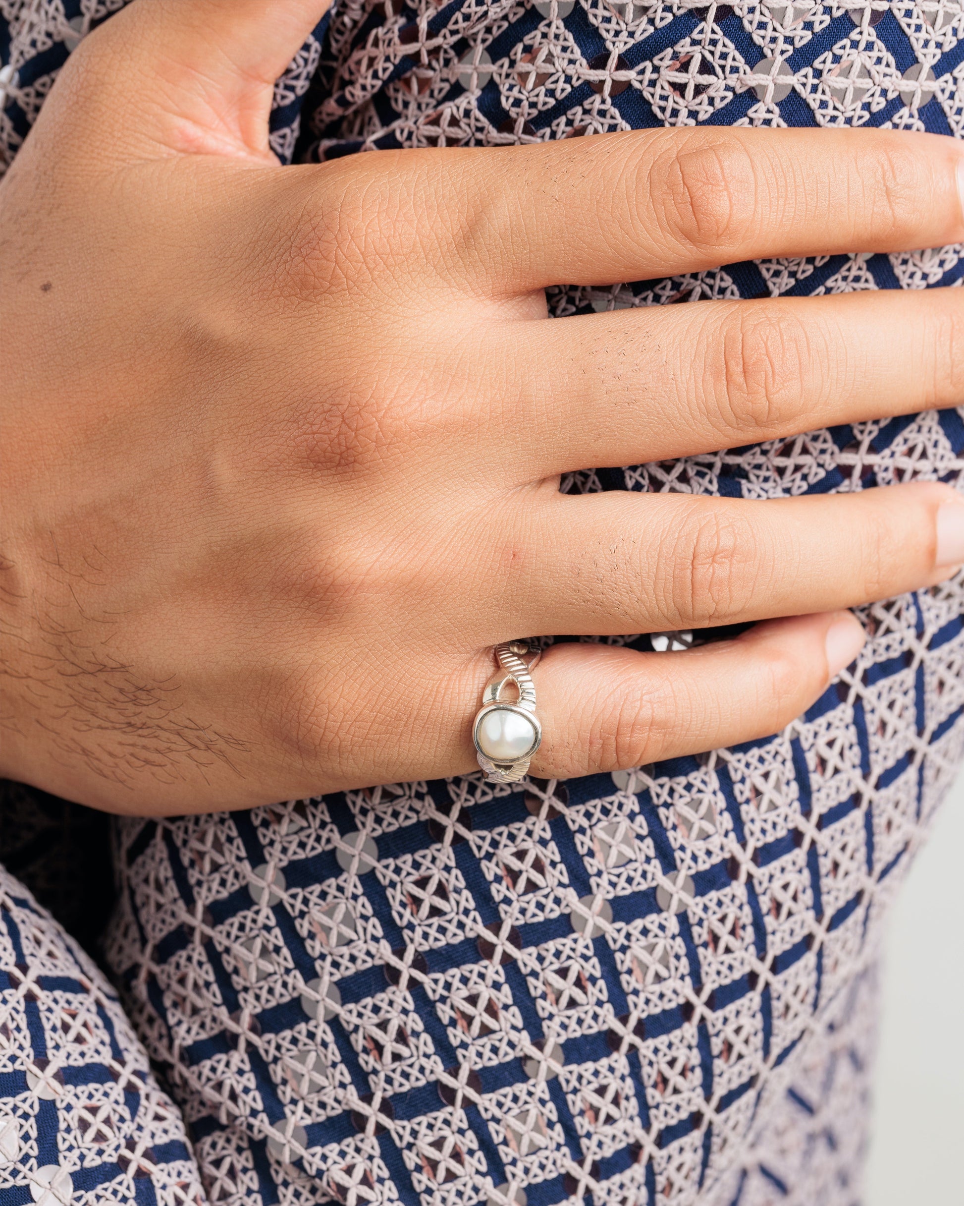 Vintage Pearl (Moti) Ring in 925 Sterling Silver - #1104 U - Myra
