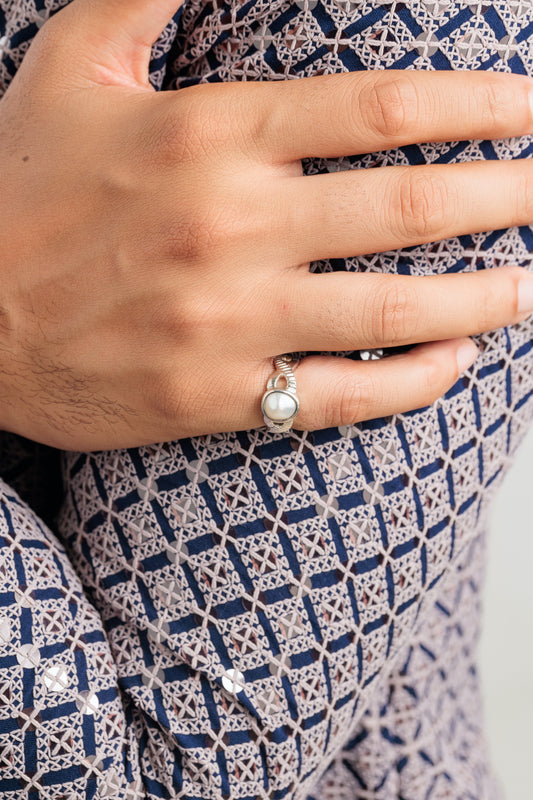 Vintage Pearl (Moti) Ring in 925 Sterling Silver - #1104 U - Myra