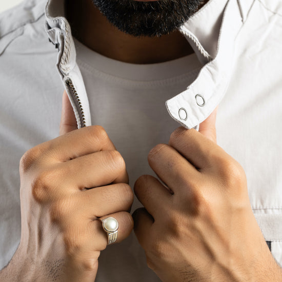 Natural Pearl (Moti) Gemstone Ring in 925 Silver - #1228 R - Myra