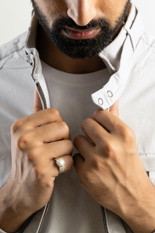 Natural Pearl (Moti) Gemstone Ring in 925 Silver - #1228 R - Myra