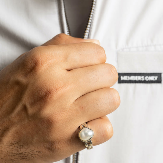 Radiant Pearl (Moti) Ring in 925 Silver - #1245 U - Myra