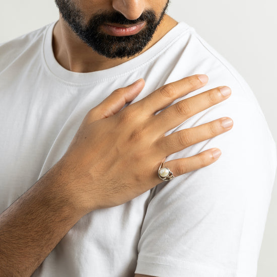 Natural Pearl (Moti) Ring in 925 Silver - #1284 U - Myra