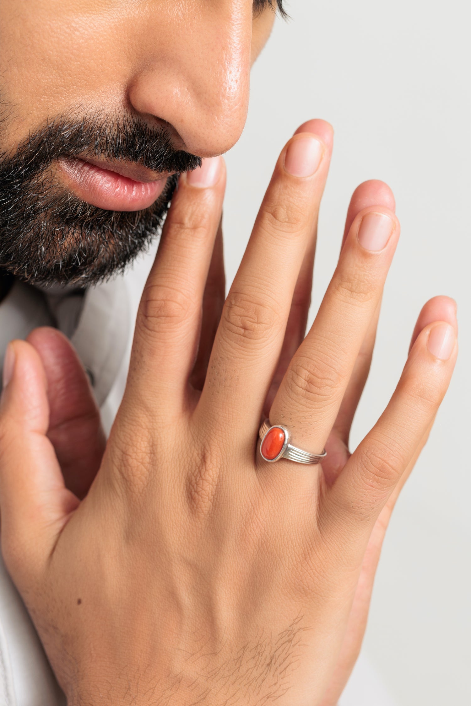 Red Coral Ring for Men