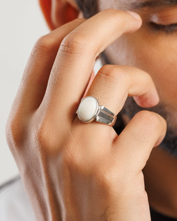 Natural Opal (Doodhiya) Ring in Sterling Silver – #1111B - Myra