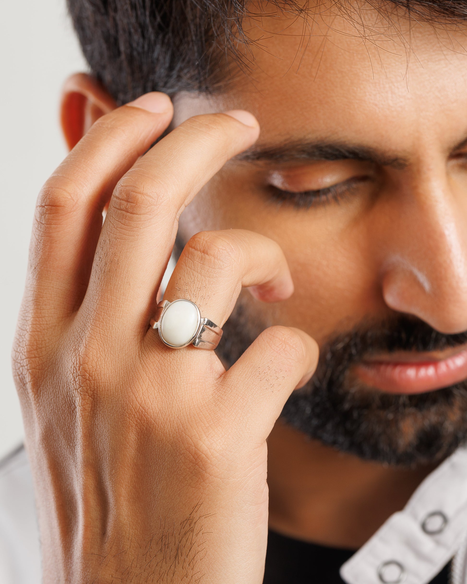 Natural Opal (Doodhiya) Ring in Sterling Silver – #1111B - Myra