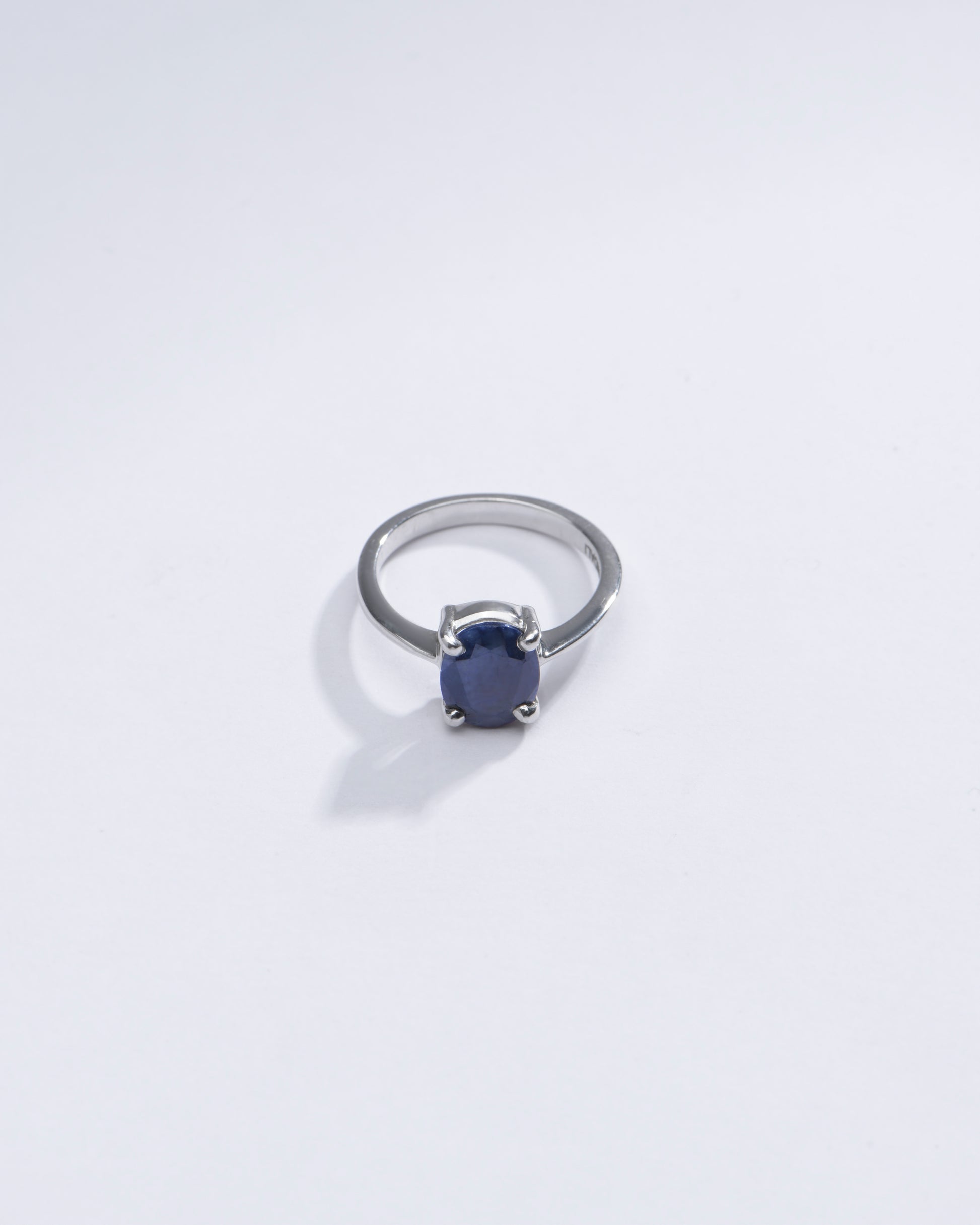 Radiant Blue Sapphire (Neelam) Ring in 925 Silver – #1218N4 - Myra