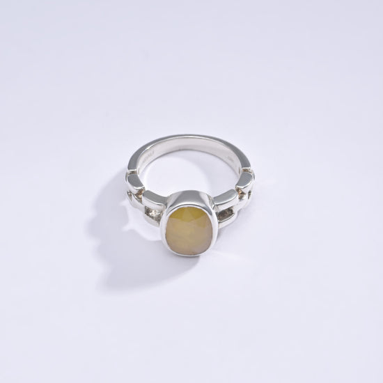 Yellow sapphire silver ring for men