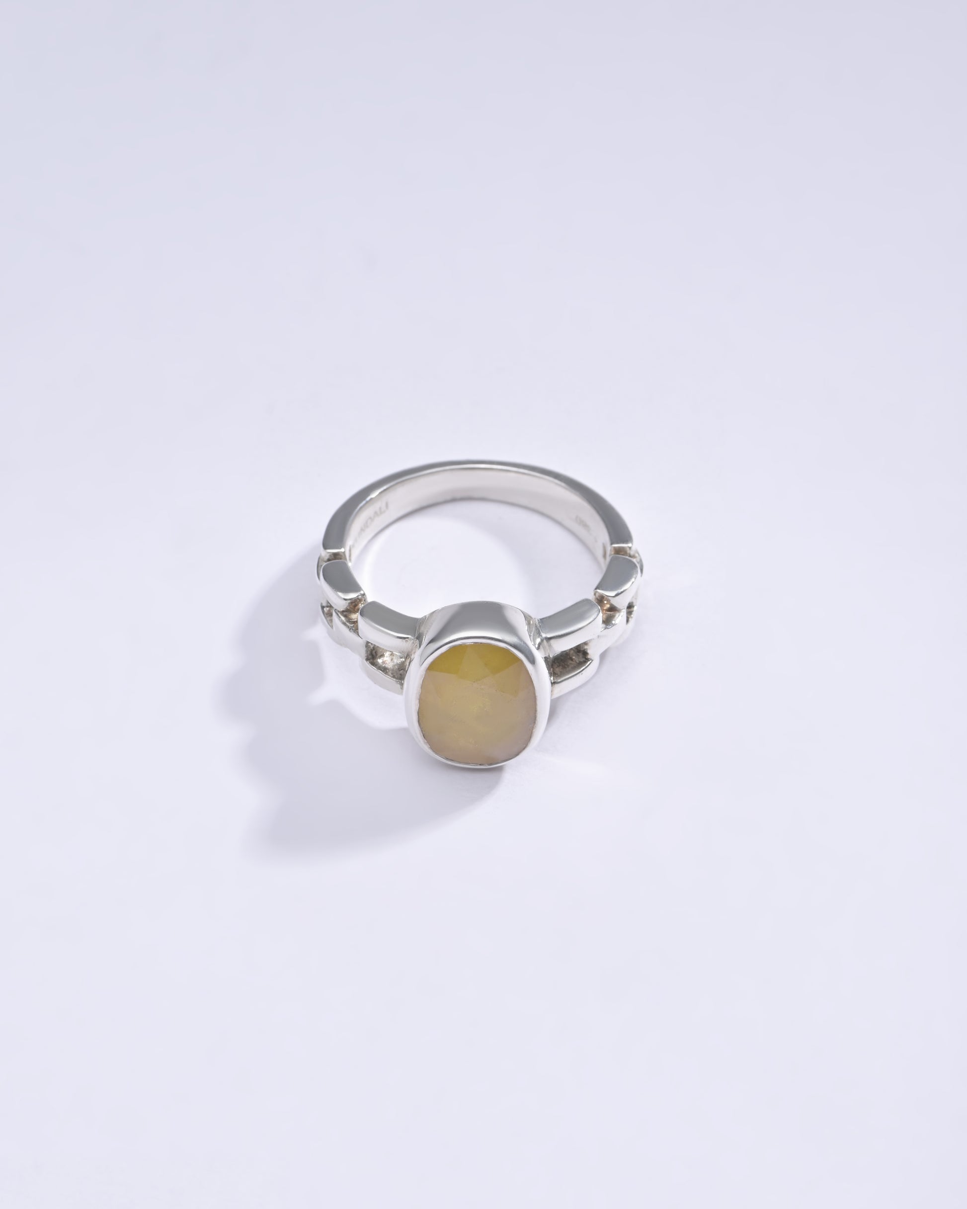 Yellow sapphire silver ring for men