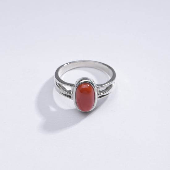 Vintage Red Coral (Moonga) Ring in 925 Sterling Silver – #1242 - Myra