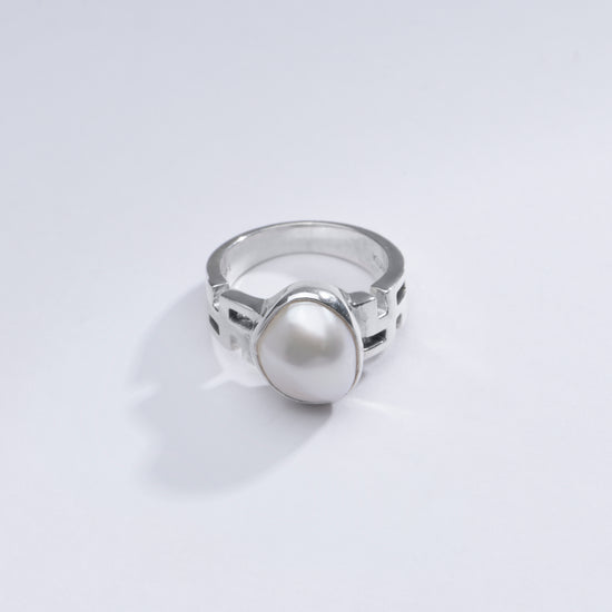 Classic Pearl (Moti) Ring in 925 Sterling Silver - #1283 U - Myra