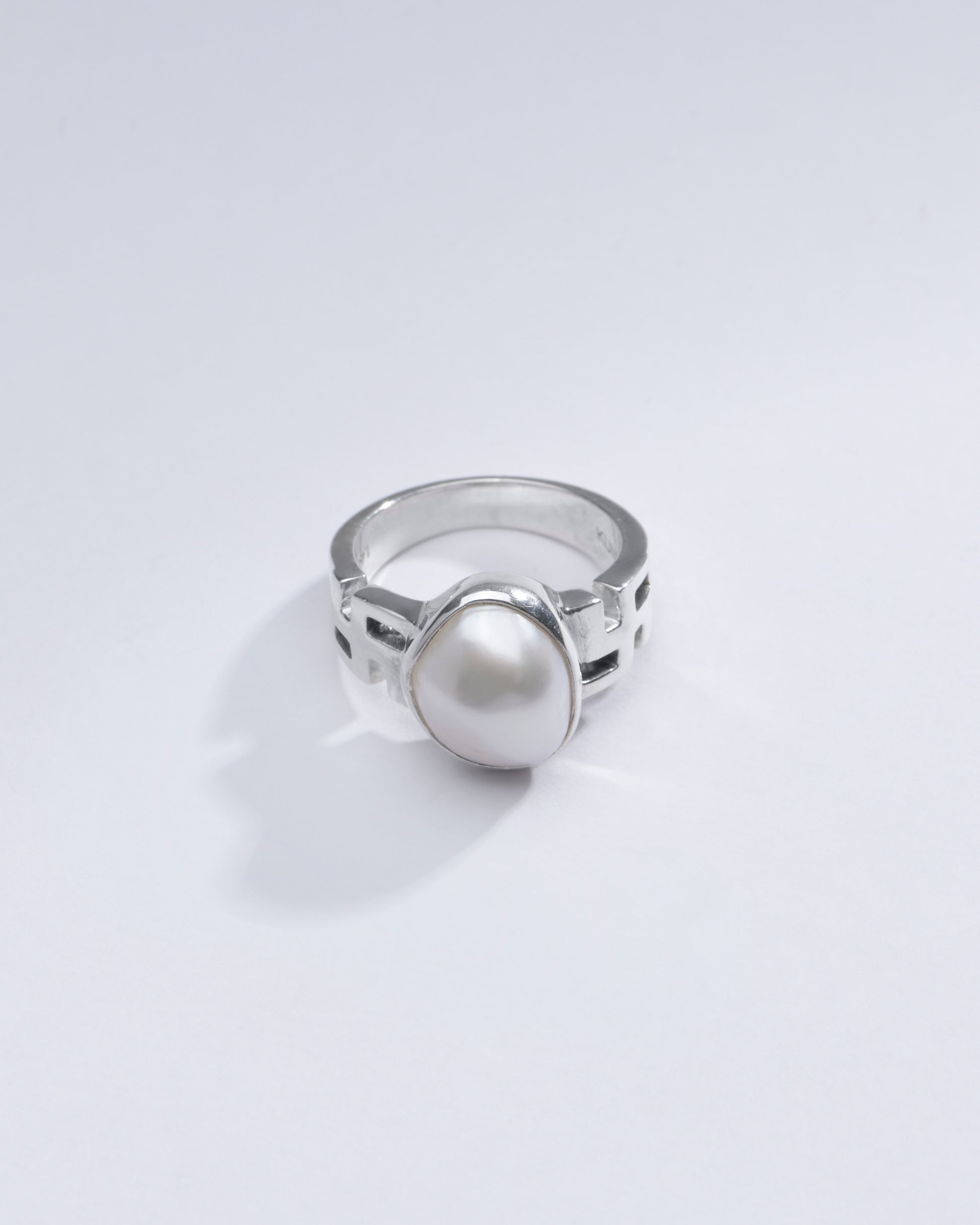Classic Pearl (Moti) Ring in 925 Sterling Silver - #1283 U - Myra