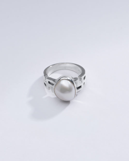Classic Pearl (Moti) Ring in 925 Sterling Silver - #1283 U - Myra