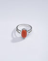 Sleek Coral (Moonga) Ring in 925 Sterling Silver - Shakti